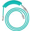 HyperX Cavo a spirale flessibile, Collegamento USB-A/USB-C, Connettore aviator a 5 terminali a sgancio rapido, Collegamento per tastiera, Design a doppia guaina telata resistente, Verde/Bianco