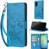 SIENIANLINE Cover per Samsung Galaxy A26/ A18/A17 custodia portafoglio Farfalla - Blu | 3 scomparti carte, 1 tasca banconote, Chiusura magnetica, Supporto, Pelle PU flip cover per Samsung A26 / A17 / A18
