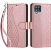 SIENIANLINE Cover per Samsung Galaxy A12 custodia portafoglio Cubo - Oro Rosa | 3 scomparti carte, 1 tasca banconote, Chiusura magnetica, Supporto, Pelle PU flip cover per Samsung A12