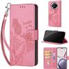 SIENIANLINE Cover per Honor Magic7 Lite / X9c custodia portafoglio Rosa | 3 scomparti carte, 1 tasca banconote, Chiusura magnetica, Supporto, Pelle PU flip cover per Honor X60 Pro / X9c