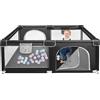 Homewell Parco per bambini sicuro, 120 x 160 cm, area giochi mit 2 accesso laterale con cerniera, cancelletto per bambini, borsa per il trasporto (nero)