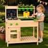 BlueWood Cucina Giocattolo Montessori in Legno per Bambini | Cucina da Esterno BlueWood | Rubinetto Funzionante, Lavello Grande, Ripiani e Accessori | Gioco Educativo Sensoriale