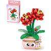 MEIEST Mini fioritura Succulent Bonsai Blocchi,Vaso Pianta Fiore Collezione Botanica BAU Mattone Giocattolo,Home Decor (Amaryllis)