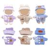 Cyberwork Set di 6 abiti per bambole in miniatura da 17 cm, 3 cappelli colorati + 3 maglioni, accessori eleganti per bambole da collezione, da cambiare, decorare (bambola non inclusa) (viola, blu, cachi)