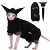 SNIXfever Sphynx - Vestiti per gatti con motivo a nido d'ape, set con cappello e camicia per animali domestici, senza peli, Devon Cornovaglia rosa e nero, taglia M, nero