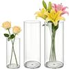 MELEJIA Set di 3 Vasi in Acrilico, Rotondo Vaso Trasparente, Vaso Indistruttibile Leggero, Vasi Resistente per Fiori Freschi/Finti, Decorazione Interna/Esternea (10 x 20cm, 12 x 30cm e 15 x 30cm)