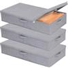 YheenLf 3 Pezzi Contenitore Sottoletto in Tessuto, Grigio, 80×40×15cm | Scatole Sotto letto Contenitore, Contenitori per Armadio Salvaspazio, Organizzatore Scarpe, Organizer per Lenzuola