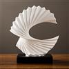 Tauzveok Moderni Scultura Astratta Base Nera, Ocean Wave, Arte da Tavolo Decorazioni per la casa, Decorazioni Eleganti per Soggiorno, Camera da Letto, scrivania da Ufficio, armadietti,Bianca,H 28cm