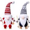 KAHEIGN 2 Pezzi Gnomi dello Sci di Natale, Bambola di Peluche Gonk Fatta a Mano Gnomi Svedesi Tomte Elfo Nano con Legno Sci e Bastoncini da Sci per Decorazioni Feste di Natale (35CM x 15CM)