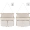 Prmape 2 sacchetti sospesi, alta capacità, assemblabili, 3 scomparti con gancio adesivo, organizer da appendere, porta del bagno, organizer da appendere per casa, scuola, ufficio, negozio, camper,