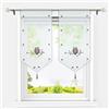 HeichkelL Tende in voile, con motivo a gufo, trasparenti, ricamate, con nappa, per finestre, con coulisse, colore grigio, 40 x 90 cm, 2 pezzi