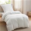 BEDSURE Biancheria da letto 135 x 200 cm, 2 pezzi, colore bianco, in morbida microfibra di poliestere Öko-Tex, 1 copripiumino da 135 x 200 cm, con chiusura lampo e 1 federa da 50 x 75 cm