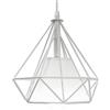 iDEGU Lampada a sospensione moderna design a forma di diamante, lampadario da soffitto, E27, paralume in ferro, lampada a sospensione per camera da letto, sala da pranzo, 20 cm (bianco)