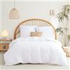 WAVVE Sacco Copripiumino Singolo 140x200 cm - Set Copripiumino Letto Singolo con Federa 65x65 cm, Copripiumone in 100% Microfibra, Bianco