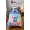 Aymax Stitch Tie-Dye Copripiumino Singolo 140x200 + Federa 65x65 Cotone Pastello | Set lenzuola reversibile | Misto cotone facile manutenzione | Disney Lilo & Stitch | Teen | Regalo | Lavabile in lavatrice
