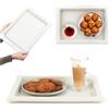 KADAX Vassoio rettangolare in plastica per cucina, vassoio da cucina antiscivolo, vassoio da portata, vassoio da caffè con manici, vassoio da colazione, vassoio da caffè (bianco)