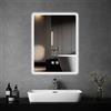 JAMUBOCHE Specchio da bagno con luci a LED, 60 x 45 cm, illuminato, anti-appannamento, 3 colori dimmerabili, retroilluminazione, montaggio a parete, impermeabile, touch control