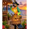 Generic Lampada da giardino a energia solare, a forma di testa di pappagallo, paletto decorativo tropicale stravagante, impermeabile, con accensione e spegnimento automatico, per prato, cortile, piscina