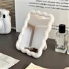 RUIGOMRU Specchio da trucco ondulato per tavolo e scrivania, portatile, pieghevole, carino specchio da viaggio da appendere in piedi, decorazione per la casa (bianco)