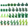 Lyreh 36 Pezzi Mini Cactus in Resina, Figurine di Cactus in Miniatura in Resina 12 Stili Carino Mini Cactus Verde Artificiale Succulento per Giardino Vaso di Fiori Bonsai Micro Paesaggio Decori