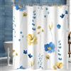 Lerores Tenda per Doccia 180x200 cm Blu & Giallo Motivo, Fondo Pesante Antimuffa, Idrorepellente, Lavabile in Poliestere Tende da Bagno con 12 Occhielli e Anelli per Doccia per Bagno, Vasca da Bagno