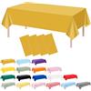 RONGZUBAT 4 Pezzi Tovaglie Monouso in Plastica Oro Champagne, 137 x 274 cm, Tovaglia PEVA Rettangolare Impermeabile Lavabile per Matrimonio Compleanno BBQ