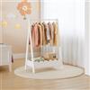 [en.casa] Stand Appendiabiti per Cameretta a Forma di Capanna 99 x 66 x 38 cm Organizzatore Guardaroba a Misura di Bambini con Asta Scomparto Vano Porta Oggetti Abiti - Bianco