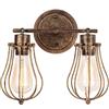 Luling Industriale Applique da parete Rustico muro luci Wire Cage Regolabile E27 Socket Edison Vintage metallo retrò Lampade per camera da letto Gazebo (senza lampadina) (con 2 luci) (colore Bronzo)