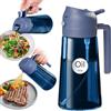 YARRAMATE Spruzzatore olio scuro da 470ml, dispenser 2 in 1 per olio d'oliva, bottiglia in vetro blu premium, spruzzino alimentare per friggitrice ad aria e BBQ（Blu scuro）