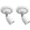ledscom.de 2 lampade da soffitto/portalampada ELEPO, porcellana, acciaio, bianco lucido, 1x E27 max. 40W