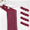 Pesonlook 4 confezioni di runner da tavolo in garza rustica bordeaux 53,3 x 304,8 cm, runner da tavolo in garza romantico lungo per matrimoni, festival, anniversari, cene, feste all'aperto