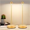 YIKUI Lampada da Tavolo Ricaricabile senza fili per Interni/Esterni (2 Oro) | lampada da tavolo a led ricaricabile, 3 Modalità di Colore, Dimmerabile Impermeabile, 6000mAh per Ristorante Comodino