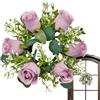 Generic Corona di fiori per candelabri - anello di candela artificiale, ghirlanda di fiori di rosa, decorazione a forma di colonna, decorazione compatibile con, feste, ricevimenti, ingresso,