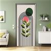 Generic Adesivi per Porte 3D, 80x210 cm Linee Semplici Piante Carta Parati Porte Autoadesivo Camera da letto Bagno Stanza dei bambini Vinile Removibile Murale Porta Adesivi Murali Casa Deco, Beige