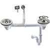 Talea Tubo di scarico doppio con troppopieno, diametro 114 mm, bianco, set completo per lavello da cucina, adatto per lavello con un'apertura di 83 - 90 mm Z7008C029 (passaggio a parete per scarico)