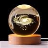 Vegena Sfera di Cristallo 3D Pianeta Galassia Lampada Notturna con Base LED, USB Night Light, Decorazione per Bambini (Galaxie-8cm)