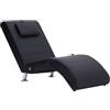 vidaXL Sdraio Massaggio con Cuscino Ergonomica Imbottita Comoda Design Moderno Funzione Massaggio Lettino Chaise Longue Poltrona Nera in Similpelle