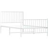 vidaXL Giroletto con Testiera e Pediera Metallo Bianco 100x190 cm