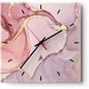 ARTTOR Orologio da Parete in Vetro 30x30 cm Quadrato Astratto Pastello - 4528 | Marmo Astrazione Rosa Moderno Orologio da Muro Decorativo Silenzioso Analogico Decorazione da Parete Arte da Parete ARTTOR