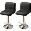 GUYIRT Impermeabile Coprisedie Con Schienale Basso, Pelle Fodere Sedie Con Schienale Protezione Per Sgabello Da Bar Per Sedia Con Schienale Medio Basso Ad Altezza Bancone-nero-Set di 2