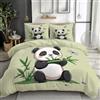 XCQHZYQ Set Copripiumino Matrimoniale 200 x 200 cm Panda Animale Dei Cartoni Animati Policotone Morbido Traspirante Copripiumino, Set di Biancheria da Letto per Adulti, Adolescenti e Bambini