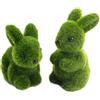 Ourdort 2 Pezzi Green Coniglietto Pasquale, Coniglio Pasqua Floccato Resina Statua Decor, Pasqua Statuetta Coniglietto Pasquale, Decorazioni pasquali in Coniglietto di Muschio Verde, per balcone, giardino