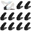 LATRAT Set di 10 supporti per scarpe regolabili, per riporre scarpe salvaspazio al 50%, per riporre scarpe antiscivolo, per scarpe, supporto in plastica (nero, 25 x 6,5 cm)