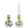 NUPTIO Portacandele a bastoncino in vetro: 2 portacandele in oro con fiori secchi, decorazione boho, regalo di Natale per donne, tavolo da pranzo, primavera, portacandele