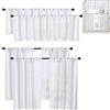 Eniyou 4 Pezzi Tende per Finestre Piccole Corte per Finestre Passante Tenda da Bistrot Semitrasparenti Effetto Lino 63.5 * 76cm/63.5 * 91.5cm Decorazione per Cucina Bianco