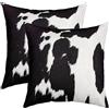 Loussiesd Set di 2 federe per cuscini con stampa di mucca, in morbida pelle bovina, colore bianco e nero, con stampa di animali di fattoria, arte astratta, decorazione per la stanza, 40,6 x 40,6 cm
