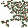 Aisszhao 12 bacche di agrifoglio con foglie verdi, bacche artificiali di agrifoglio con foglie verdi, bacche rosse, rami di bacche invernali, artigianato fai da te, decorazioni per la casa