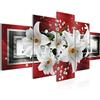 Runa Art - Quadri Fiori Gigli 200 x 100 cm 5 Pezzi XXL Decorazione Murale Design Grigio Rosso 204751b