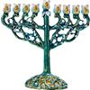 Baoblaze Menorah smaltato Hanukkah Dipinto a Mano Bejeweled Jewish con candelabri ingioiellati Accenti - Verde