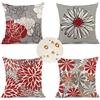 Zoulile Federe Cuscini Divano 70x70 cm Set di 4 rosso Cuscini per Divano fiore Cuscini da Esterno in impermeabili Lino Cuscini Decorativi Con Cerniera Invisibile per Divano Soggiorno Ufficio Auto Regali Decor